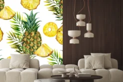 Naklejka: Akwarela ananas bez szwu wzór