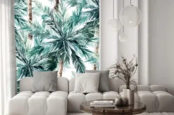 Naklejka: Akwarela bezszwowe wzór. lato tropikalnych drzew palmowych tło.