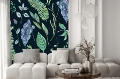 Naklejka: Akwarela bezszwowych wzór zielonych liści egzotycznych