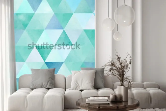 Naklejka: Akwarela bezszwowe wzór z rocznika trójkąt geometryczny