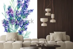 Naklejka: Akwarela bukiet kwiatów lawendy ilustracja na na białym tle