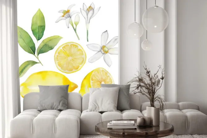 Naklejka: Akwarela cytryny kolekcji