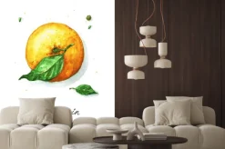 Naklejka: Akwarela food - mandarynka lub pomarańcza