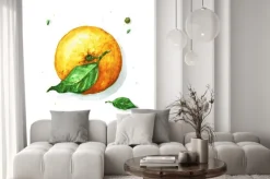 Naklejka: Akwarela food - mandarynka lub pomarańcza