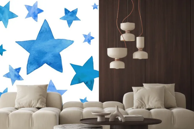 Naklejka: Akwarela ilustracja niebieskich gwiazd zestaw