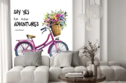 Naklejka: Akwarela ilustracja roweru z kwiatami