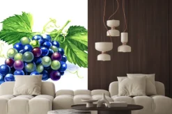 Naklejka: Akwarela kiść ciemnych winogron