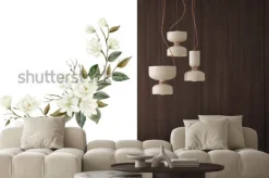 Naklejka: Akwarela magnolia oddział. ilustracja kwiat magnolii.