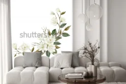 Naklejka: Akwarela magnolia oddział. ilustracja kwiat magnolii.