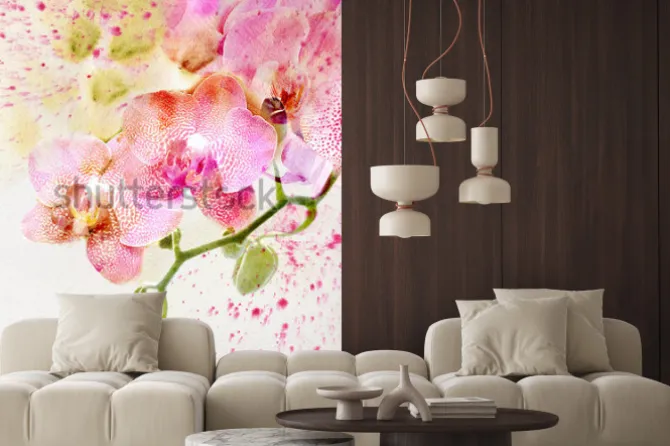 Naklejka: Akwarela malarstwo, kwiatowy tło