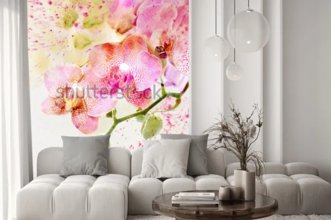 Naklejka: Akwarela malarstwo, kwiatowy tło