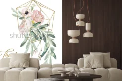 Naklejka: Akwarela olea ilustracja kwiatowy - gałązka oliwna, rumieniec