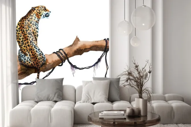 Naklejka: Akwarela raster leopard