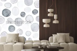 Naklejka: Akwarela ręcznie malowane tło polka dot. wzór z plamami, koła.