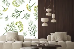 Naklejka: Akwarela szwu ręcznie rysowane wzór ziołowy koperek.