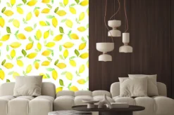 Naklejka: Akwarela szwu z żółtych cytryn. może być stosowany do papieru