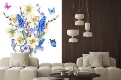 Naklejka: Akwarela wiosny bukiet z żonkili