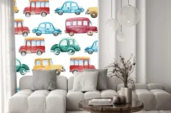Naklejka: Akwarela wzór różnych samochodów