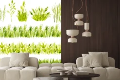 Naklejka: Akwarela zielona trawa ustawić na białym tle