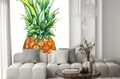 Naklejka: Akwarele ręcznie rysowane ananas egzotycznych owoców tropikalnych