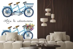 Naklejka: Akwareli ilustracja tandemowi bicykle