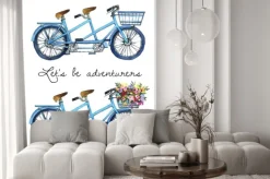 Naklejka: Akwareli ilustracja tandemowi bicykle