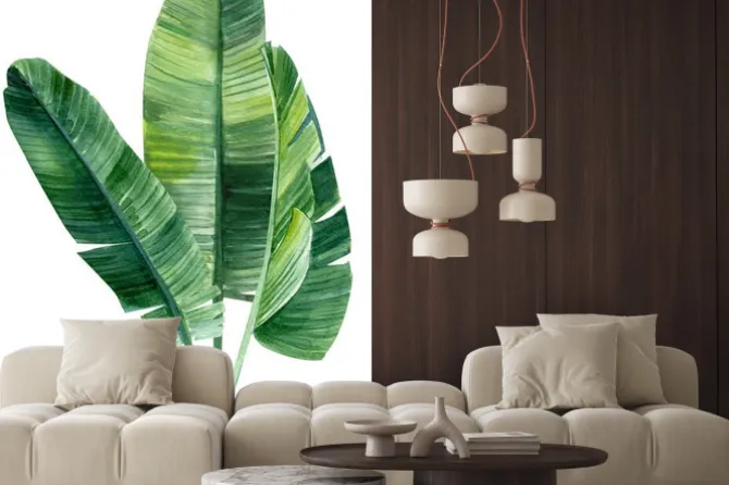 Naklejka: Akwarelowa ilustracja liści palmy