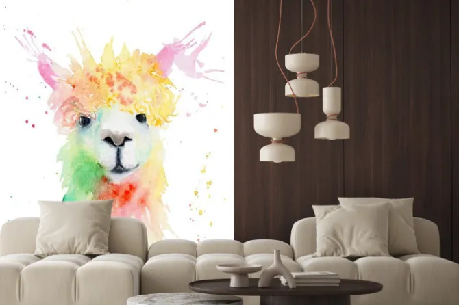 Naklejka: Akwarelowa ilustracja alpaki