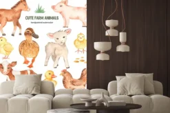 Naklejka: Akwarelowa ilustracja zwierząt z farmy