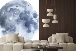 Naklejka: Akwarelowa ilustracja księżyca w pełni