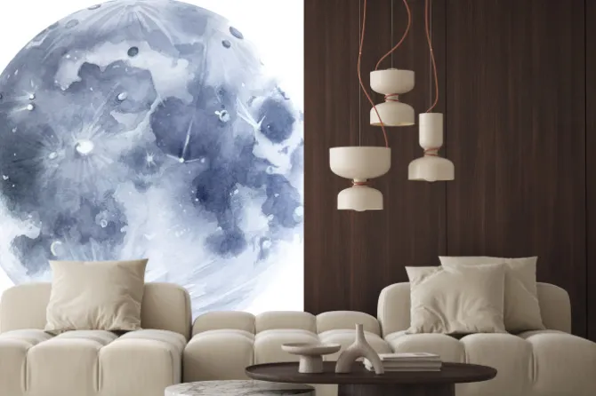 Naklejka: Akwarelowa ilustracja księżyca w pełni