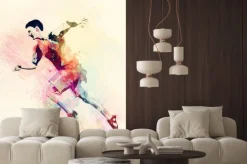 Naklejka: Akwarelowa sylwetka biegacza