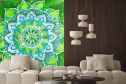 Naklejka: Akwarelowa zielona mandala