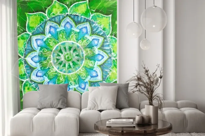 Naklejka: Akwarelowa zielona mandala