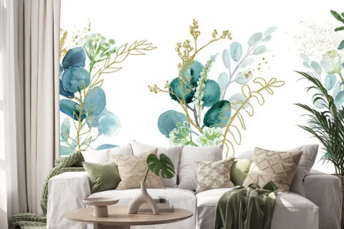 Naklejka: Akwarelowe bukiety z eukaliptusem