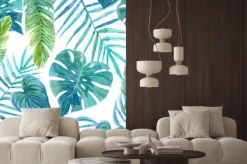 Naklejka: Akwarelowe cieniowane liście tropikalne