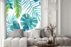 Naklejka: Akwarelowe cieniowane liście tropikalne