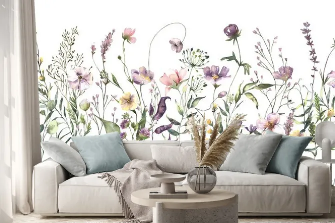 Naklejka: Akwarelowe delikatne kwiaty