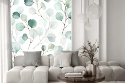 Naklejka: Akwarelowe gałązki eukaliptusa na białym tle