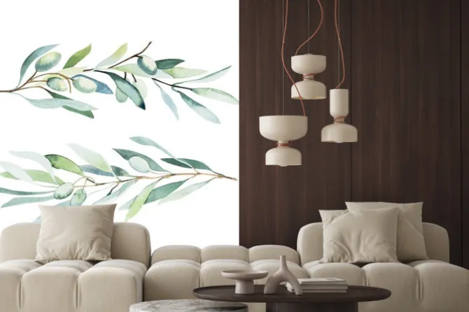 Naklejka: Akwarelowe gałązki oliwne