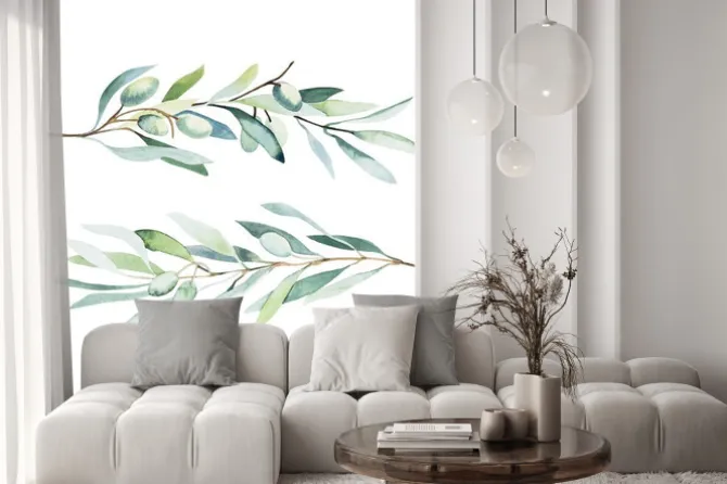 Naklejka: Akwarelowe gałązki oliwne