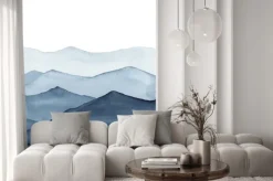 Naklejka: Akwarelowe góry w kolorze indygo