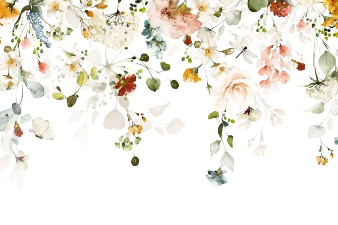 Naklejka: Akwarelowe kolorowe kwiaty