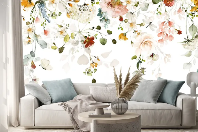 Naklejka: Akwarelowe kolorowe kwiaty