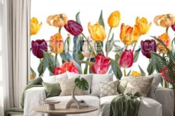 Naklejka: Akwarelowe kolorowe tulipany