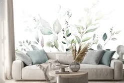 Naklejka: Akwarelowe liście i złote gałązki