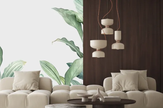 Naklejka: Akwarelowe liście zielonych roślin