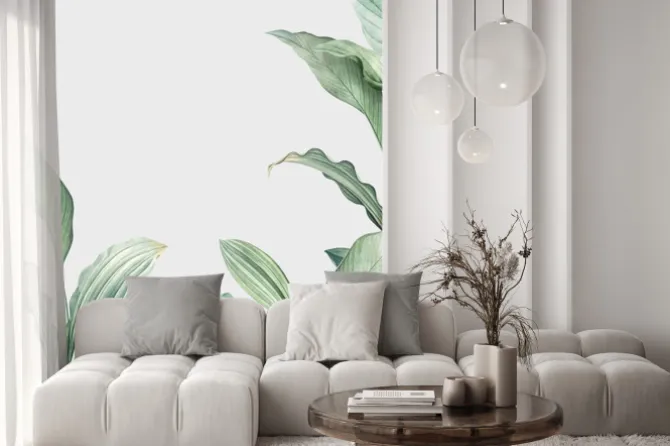 Naklejka: Akwarelowe liście zielonych roślin