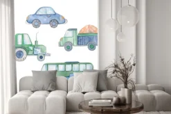 Naklejka: Akwarelowe pojazdy dla dzieci