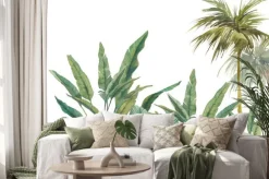 Naklejka: Akwarelowe rośliny lasu tropikalnego na białym tle